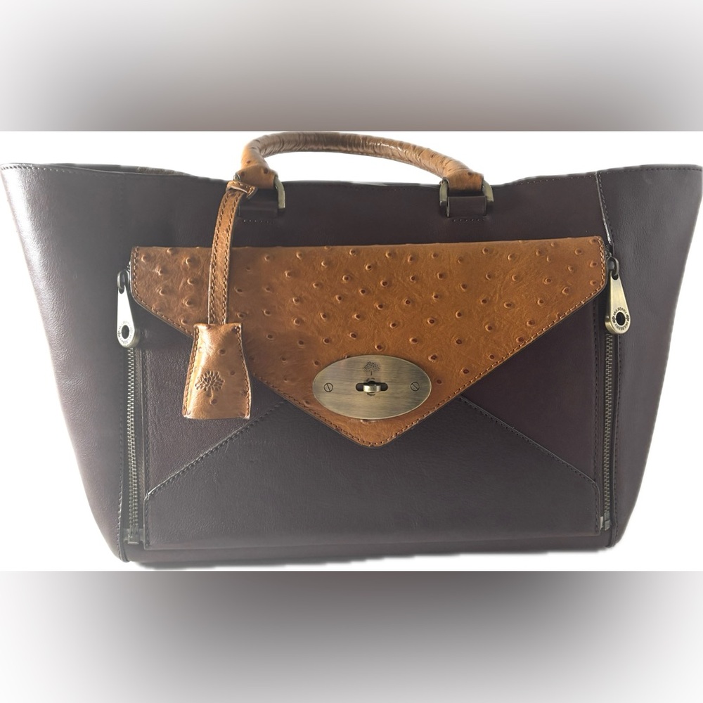 Mulberry Dark Brown and Tan Tote Bag
